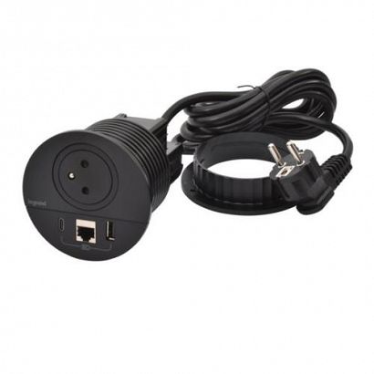 Incara DISQ 80 - 2P+Z / USB A+C / RJ45 - 2,0 M-czarny